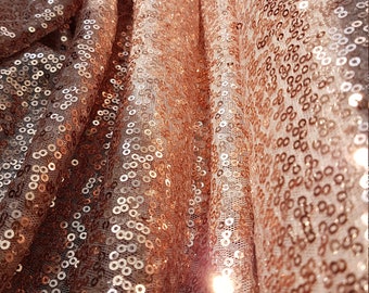 LL-1166, Rose Gold Sequin Mesh Fabric, Sparkling Evening Dress Material