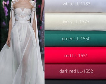 Crepe-Chiffon Fabric in white, ivory, green, red, dark red or black, soft chiffon fabric for dresses and blouses, bridal wear, evening gowns