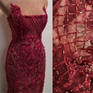 Dark red lace dress