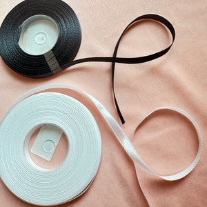 27Meter Satinband 6mm breit, in off-white oder schwarz, LL-B100