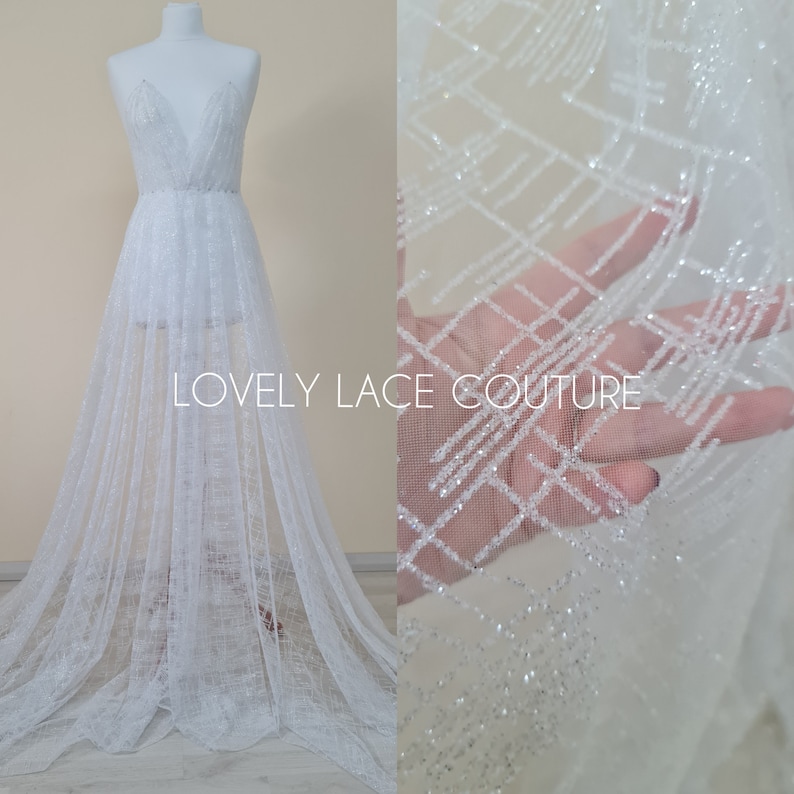 PH PandaHall Tüllstoff Mit Punkten - 2,3m X 1,65m Weißer Mesh Stoff