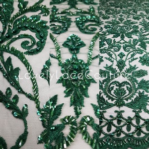 Tissu en dentelle ornementale 3D-Handbeaded avec fleurs, dentelle couture, dentelle de mariée, tissu de robe de soirée, tissu de broderie, dentelle net LL-1293 image 3