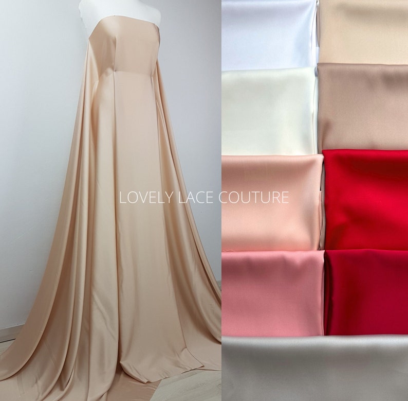 Schöner Satinstoff in rosé, dark rosé, bronze, beige-gold oder grey, Stretch-Satin für Brautkleider oder Abendkleider und vieles mehr Bild 1