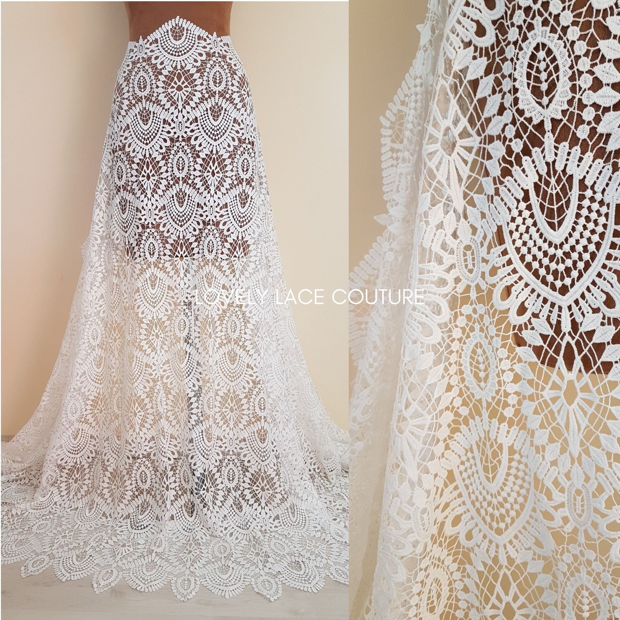 Gorgeous Modern Boho Lace Fabric, Soft Guipure Lace in Off-white