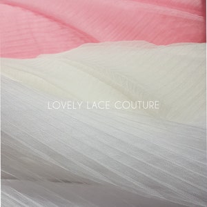 63inch (160cm) wide, Soft Crepe tulle fabric for bridal dresses in white, ivory and rosé, wedding dresses, Soft mesh fabric, pleated tulle