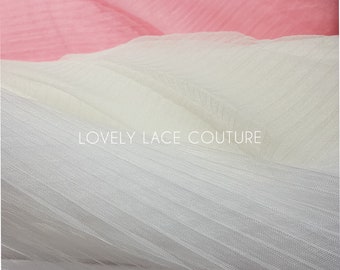 Pleated Crepe Tulle Fabric in white, ivory, rosé,
