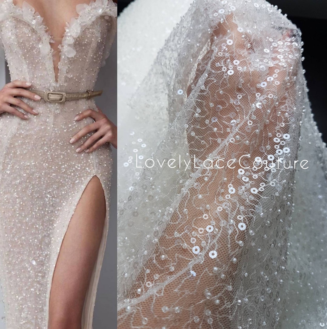 Exquisite Beaded Bridal Lace Fabric With Sequins, High Quality Lace ...