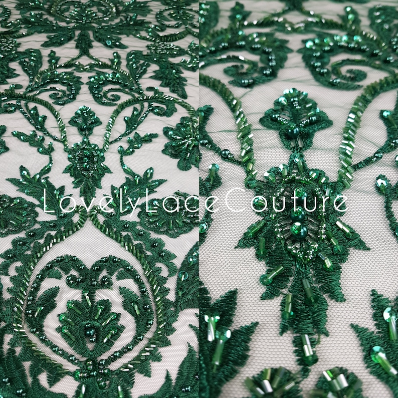 Tissu en dentelle ornementale 3D-Handbeaded avec fleurs, dentelle couture, dentelle de mariée, tissu de robe de soirée, tissu de broderie, dentelle net LL-1293 image 2