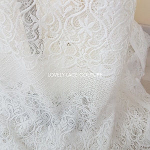 Lovely boho lace fabric with very soft handfeeling, in off-white color, for bridal and wedding dresses, Chantilly lace per meter,  LL-1467