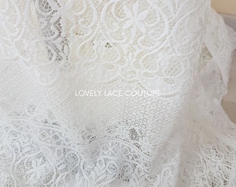 Lovely boho lace fabric with very soft handfeeling, in off-white color, for bridal and wedding dresses, Chantilly lace per meter,  LL-1467