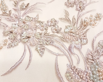 Handgestickte 3D Blumenspitze, Couture Brautkleid Stoff, LL-1134
