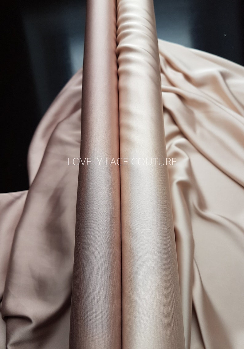 Schöner Satinstoff in rosé, dark rosé, bronze, beige-gold oder grey, Stretch-Satin für Brautkleider oder Abendkleider und vieles mehr Bild 8