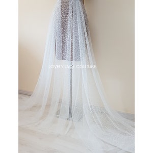 Soft Pearl-Tulle Fabric with glitter for bridal veils and wedding dresses, beautiful bridal tulle fabric, veil tulle, tulle in white LL-1464 image 9