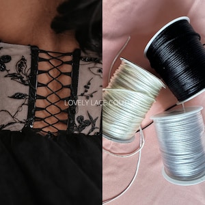 5m, 10m or 20m satin cord 2,5mm, in white, ivory oder black
