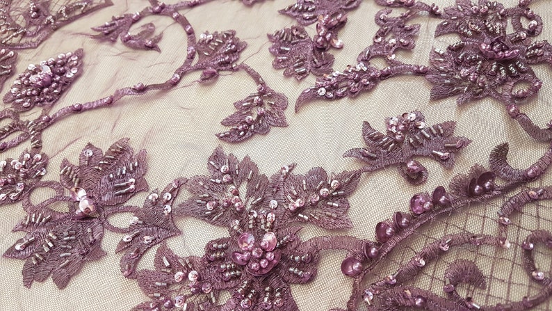 3D-Handbeaded Flower Ornamental Lace Fabric couture lace evening dress fabric embroidery fabric bridal lace Net lace LL-1302