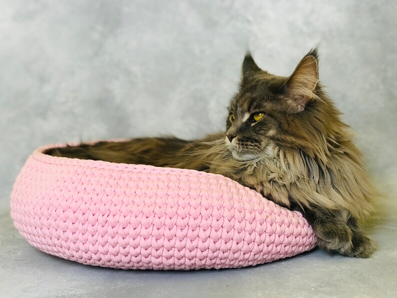 Crochet patterns cat bed tutorial easy beginner pet basket Etsy