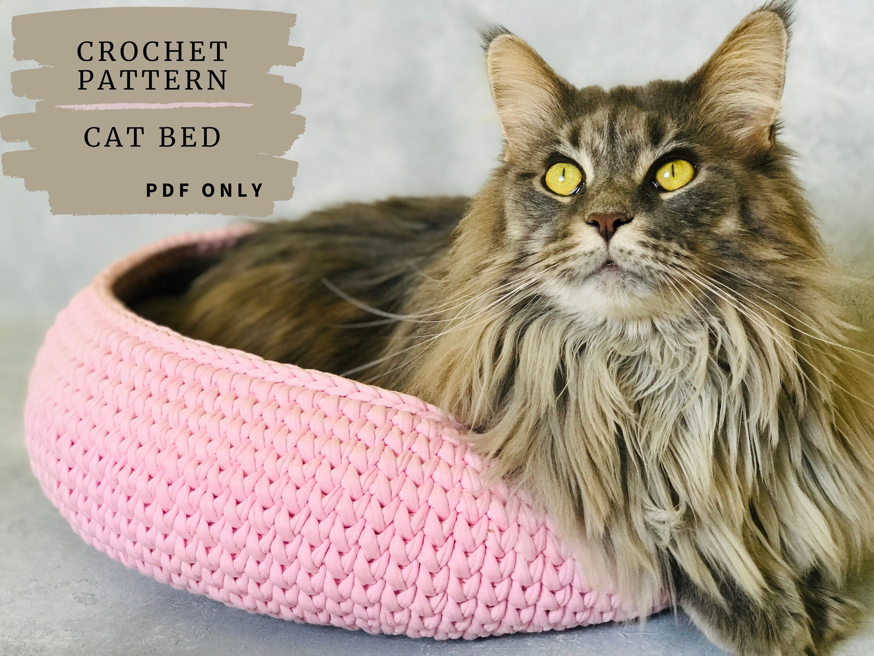 Crochet patterns cat bed tutorial easy beginner pet basket Etsy