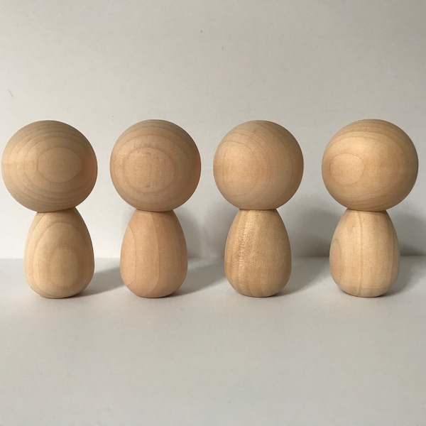 Kokeshi Dolls - Molly - Peg Dolls - Unfinished Wood Ready to Paint - 4 dolls