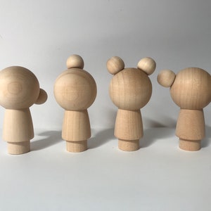 Kokeshi Dolls - Easter - Peg Dolls - Unfinished Wood Ready to Paint - Set of 4 Blank Dolls