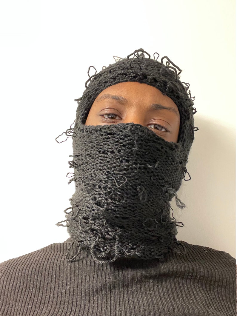 Distressed Balaclava Mask Distressed Knit Balaclava Etsy Denmark