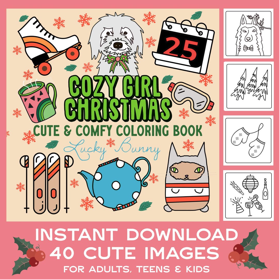 Cozy Girl Christmas Coloring Book - Etsy