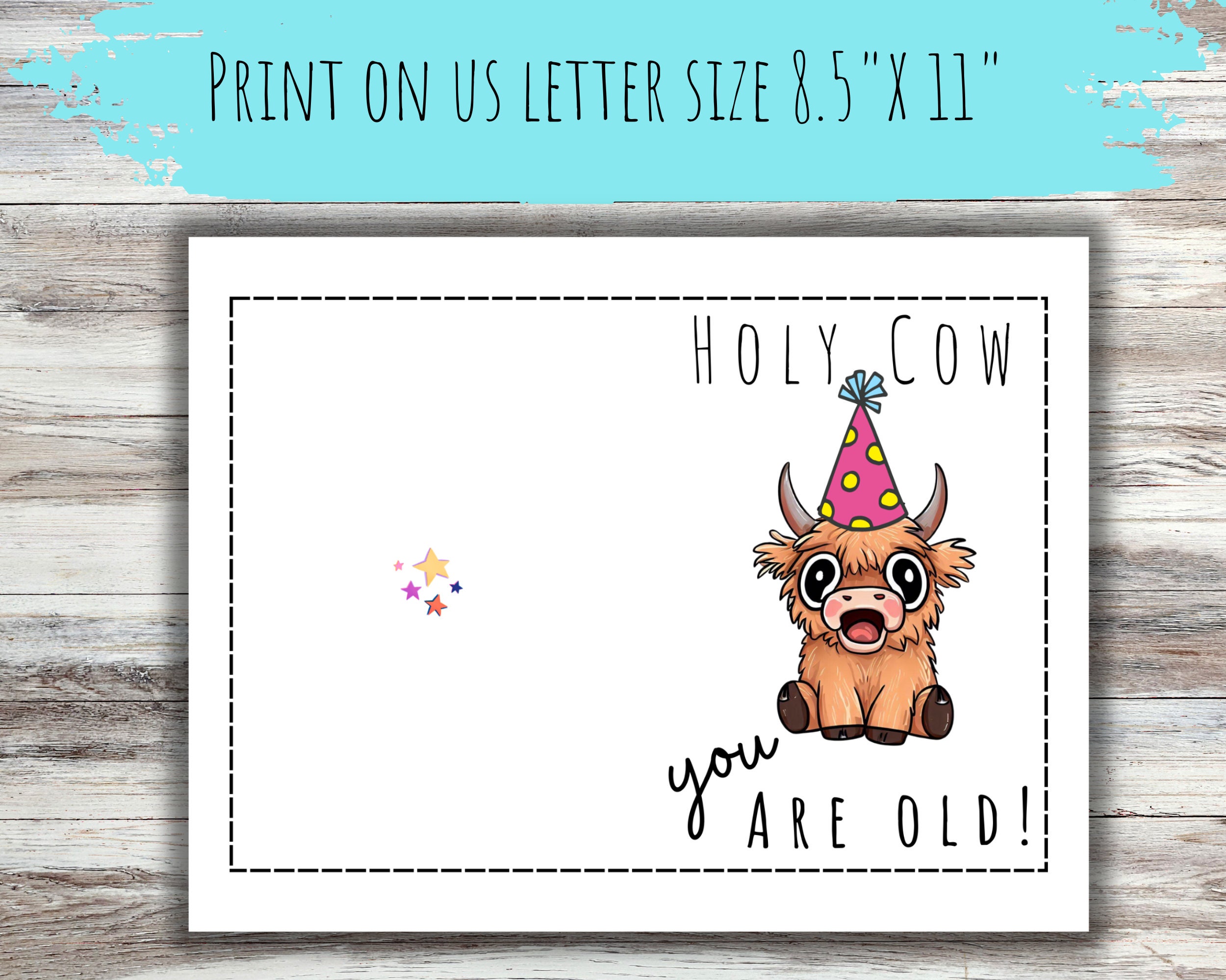 Cow Birthday Card Printable Holy Cow Card Cow Gift for Birthday INSTANT ...