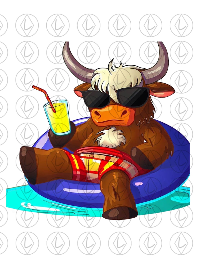 Highland Cow Friends in Tubes PNG INSTANT DOWNLOAD Cow Summer Highland