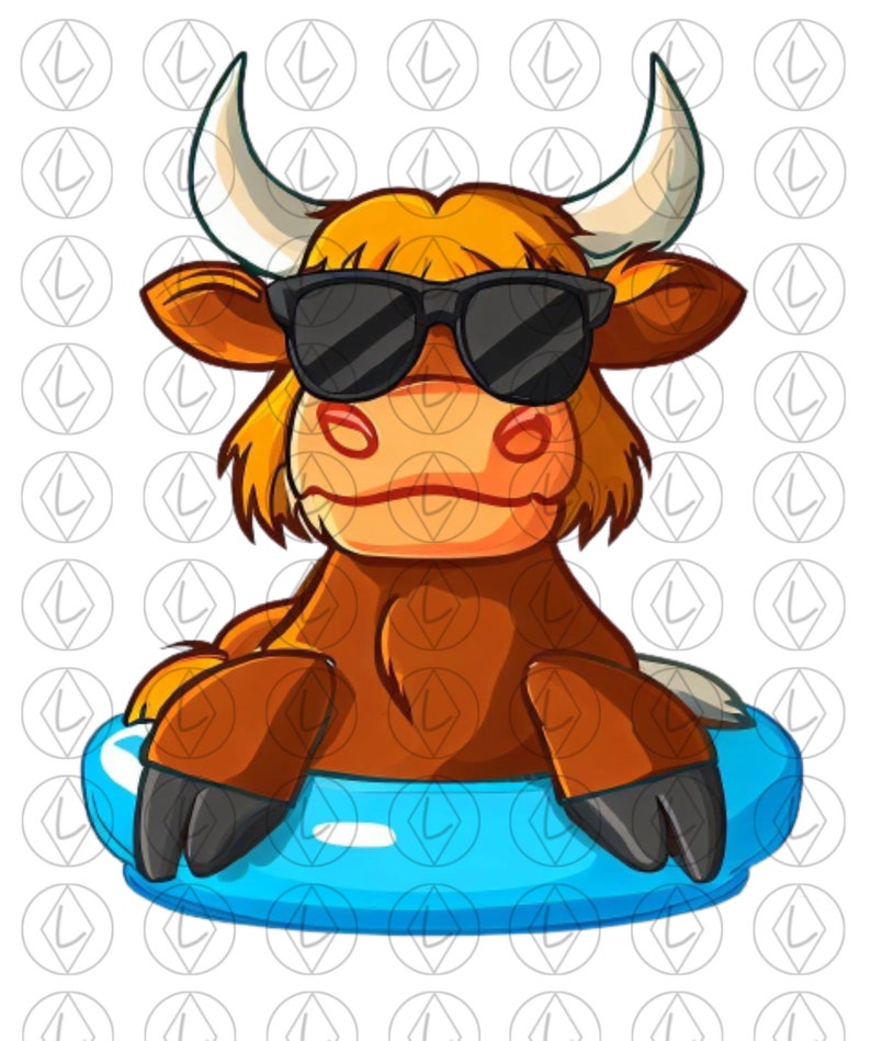 Highland Cow Friends in Tubes PNG INSTANT DOWNLOAD Cow Summer Highland
