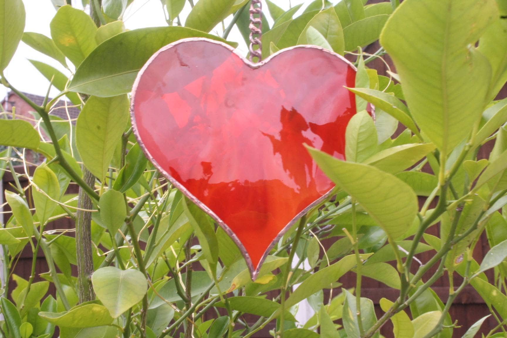 Ruby Red Heart Stained Glass Suncatcher. Personalised With Hand Painted ...
