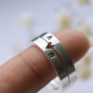 Heart Cut Out Ring Set Subtle Heart Ring Set valentines Day Gift