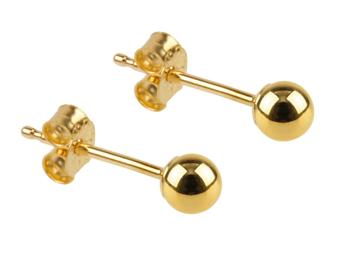 9ct Solid Gold Ball Stud Earrings Ball Earring Gold Dot Etsy