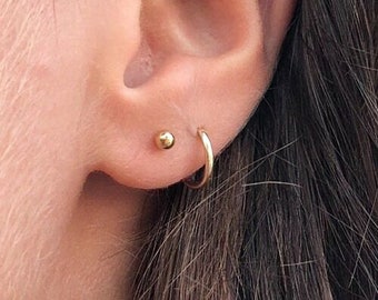 9 Karat massiv gold Kugel Ohrstecker | Kugel Ohrring | Gold Dot Ohrringe | Minimaler gepunkteter Ohrring | 3mm Kugel Ohrstecker