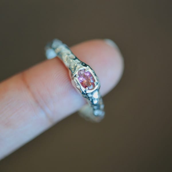 The organic oval band |Rare One of a kind Tourmaline sterling silver ring|Bespoke gemstone ring|Tourmaline jewellery| Multi color tourmaline