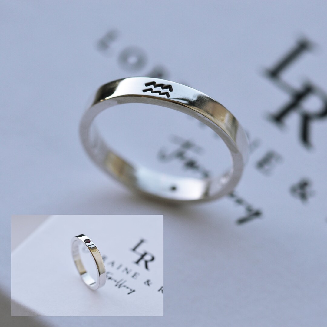 Star Sign Rings Zodiac Star Sign With Zodiac Birth Crystal | 925 Sterling Silver Zodiac ...