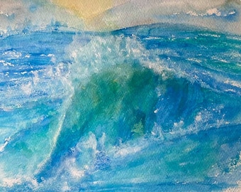 Spray Me   Watercolor painting, Original art signed by artist, beach painting, wave painting, wall decor, wall art