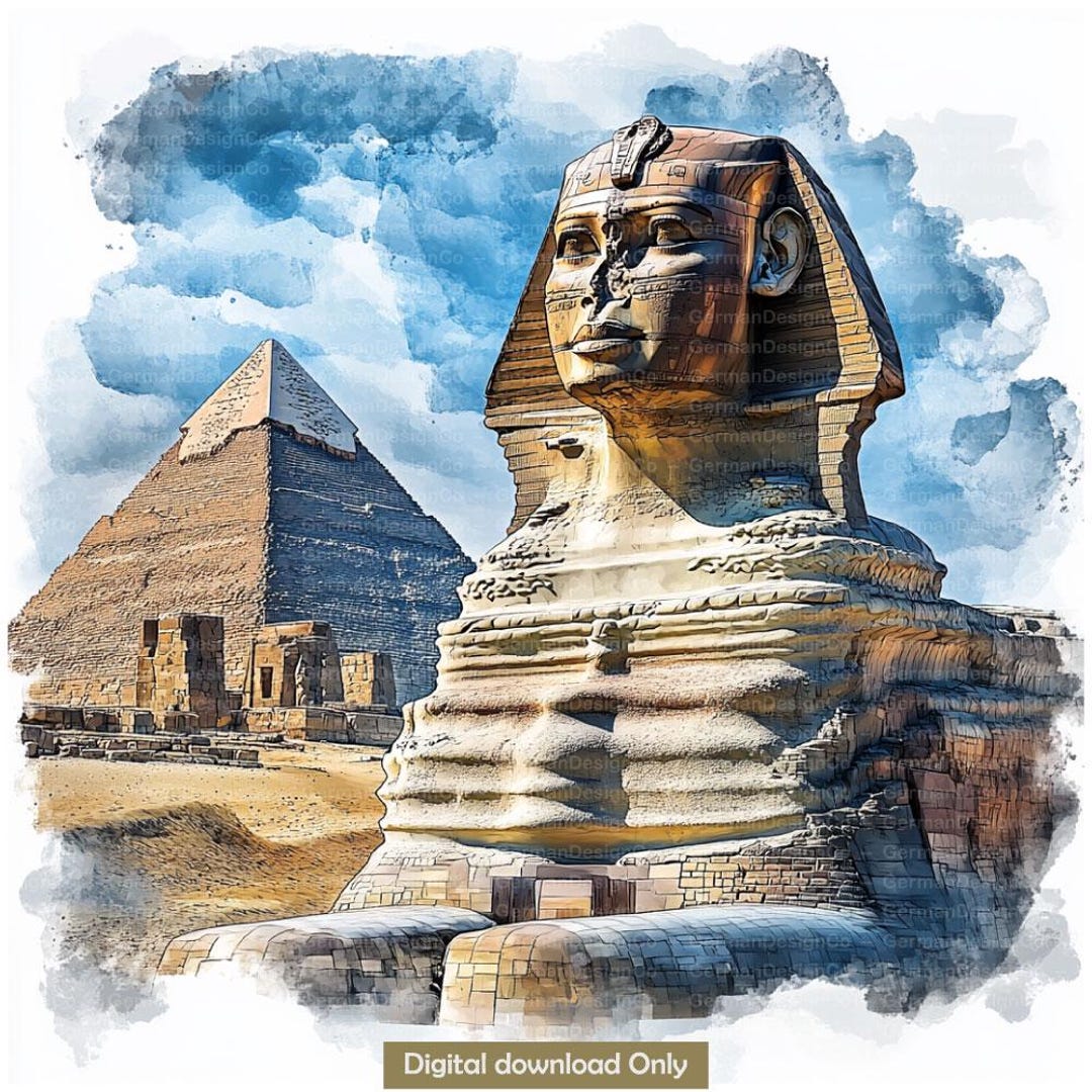 Watercolor Sphinx and Pyramids Clipart: Egypt Art (digital Download ...