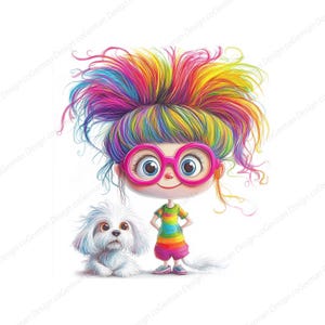 Eigenzinnige babymeisje met puppy fantasie meisje eigenzinnige hond Junk Journaling Scrapbooking kaarten maken, digitale download, grillig meisje 19 JPGs