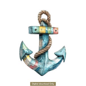 15 PNG  Ship Anchor Clipart, Nautical Anchor Clipart, Quirky Anchor, Watercolor clipart, Printable clipart, Digital download, Paper craft