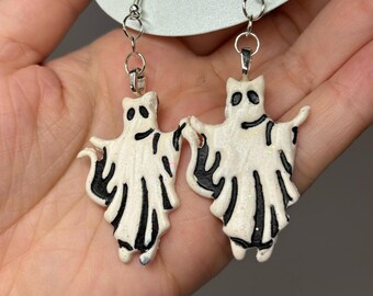Kitty Ghosties Cats Clay Earrings