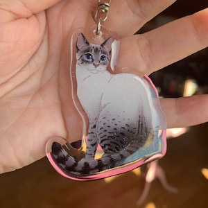 Lynx Point Siamese Glitter Acrylic Keychain