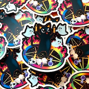 Cat Spooky Ritual Weatherproof Sticker