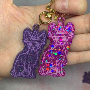 Sphynx Witch Cat Purple Resin Keychain Cute