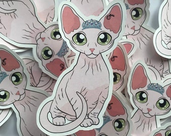 Sphynx Cat Tiara Sticker