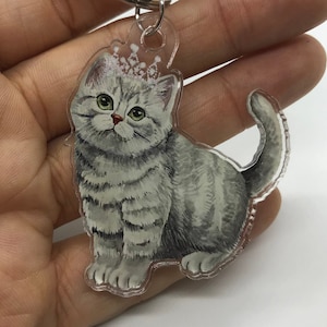 Cute kitty tabby keychain