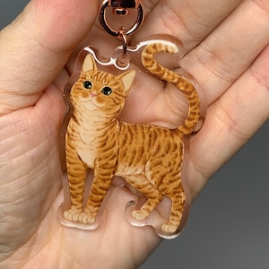 Ginger Orange Tabby Glitter Acrylic Keychain