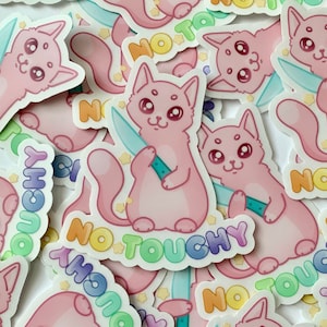 No Touchy Pastel Kitty Pegatina transparente