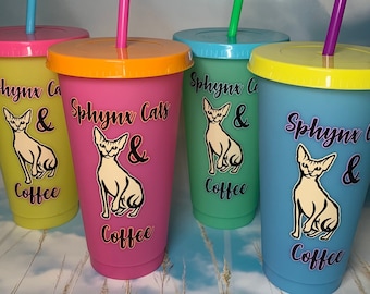 Vibrant Sphynx & Coffee Cold Cup