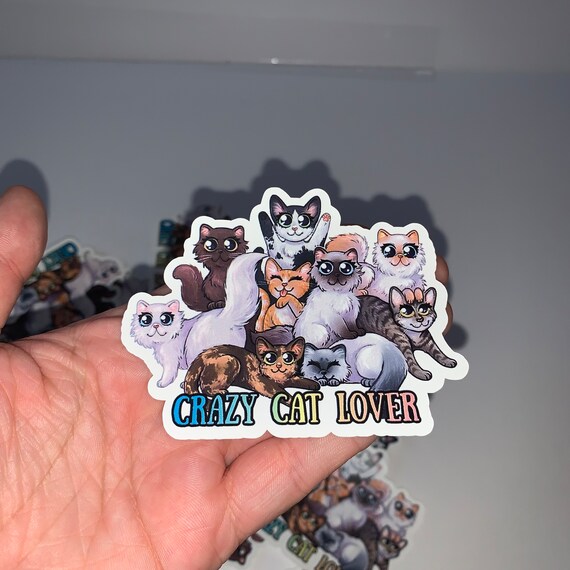 Crazy Cat Lover Weatherproof Sticker - Etsy