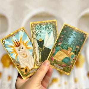 Carte de tarot scintillante chat Belle carte imprimée artistique
