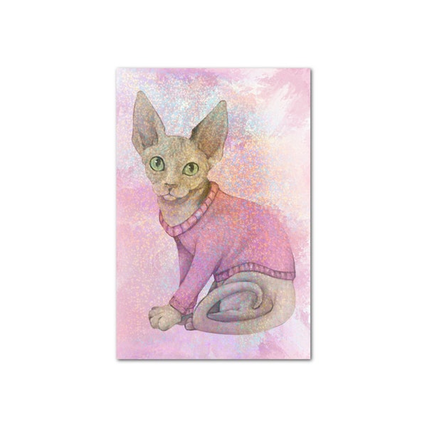 Sphynx In Sweater Holographic Print